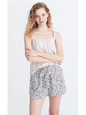 Madewell Drawstring Drapey Pull On Shorts Blossom Vines